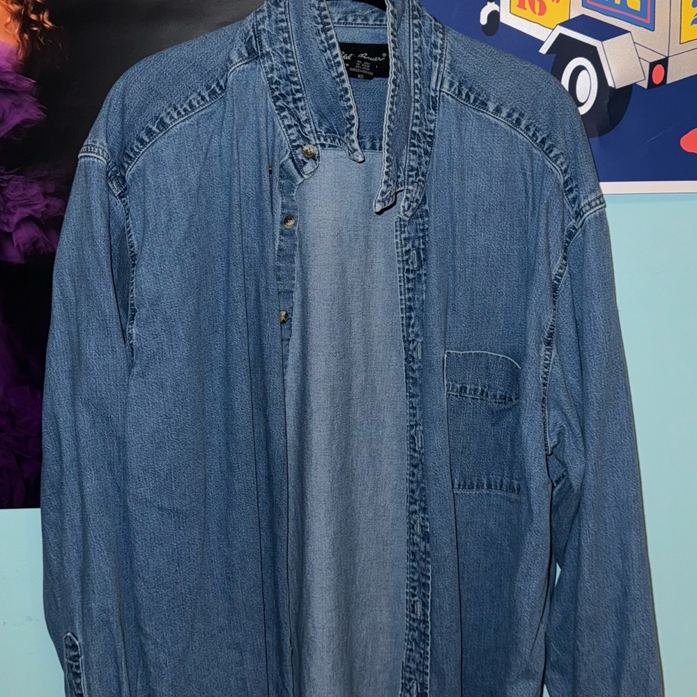 #eddiebauer XL #denim button up shirt. #unique #eb #cotton
